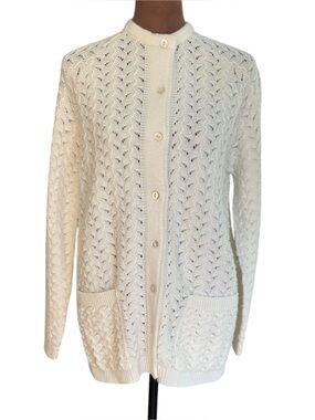 1980s Cable Knit Cardigan by Sears — Size S